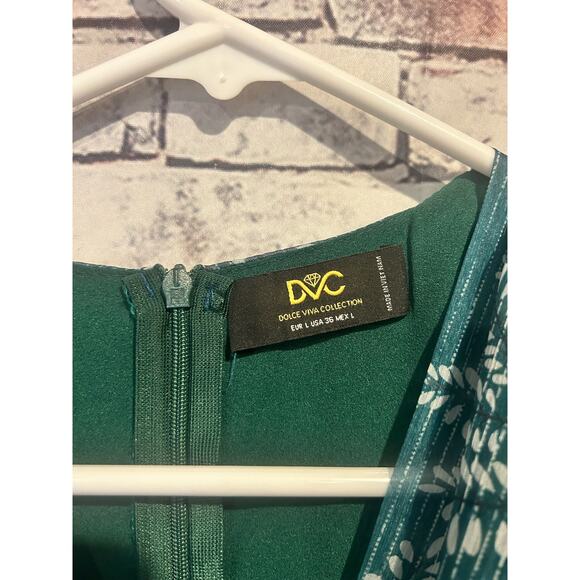 Dolce Viva collection green mini dress sheer sleeves women's size 36 - Picture 4 of 5